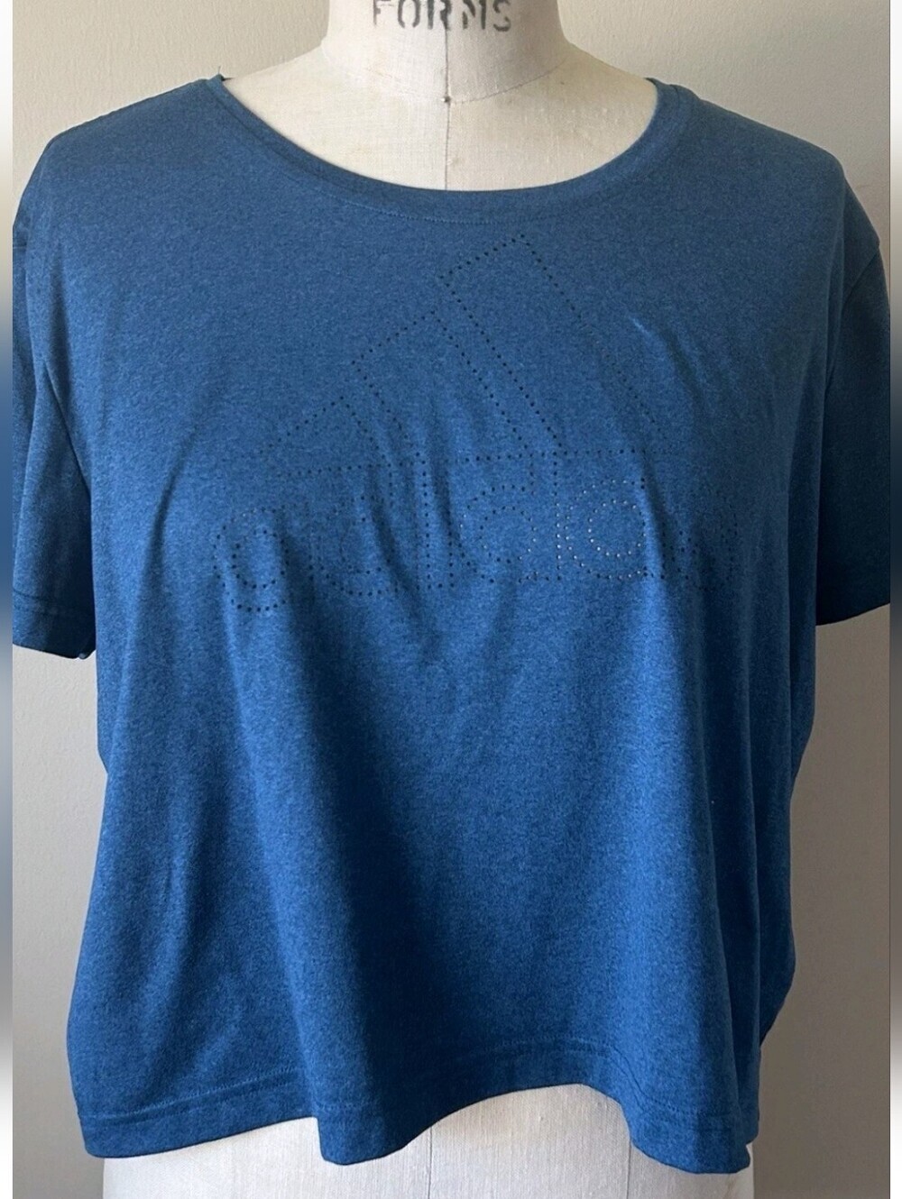 adidas Women's Short-Sleeve Scoop Neck Tee in Blue M